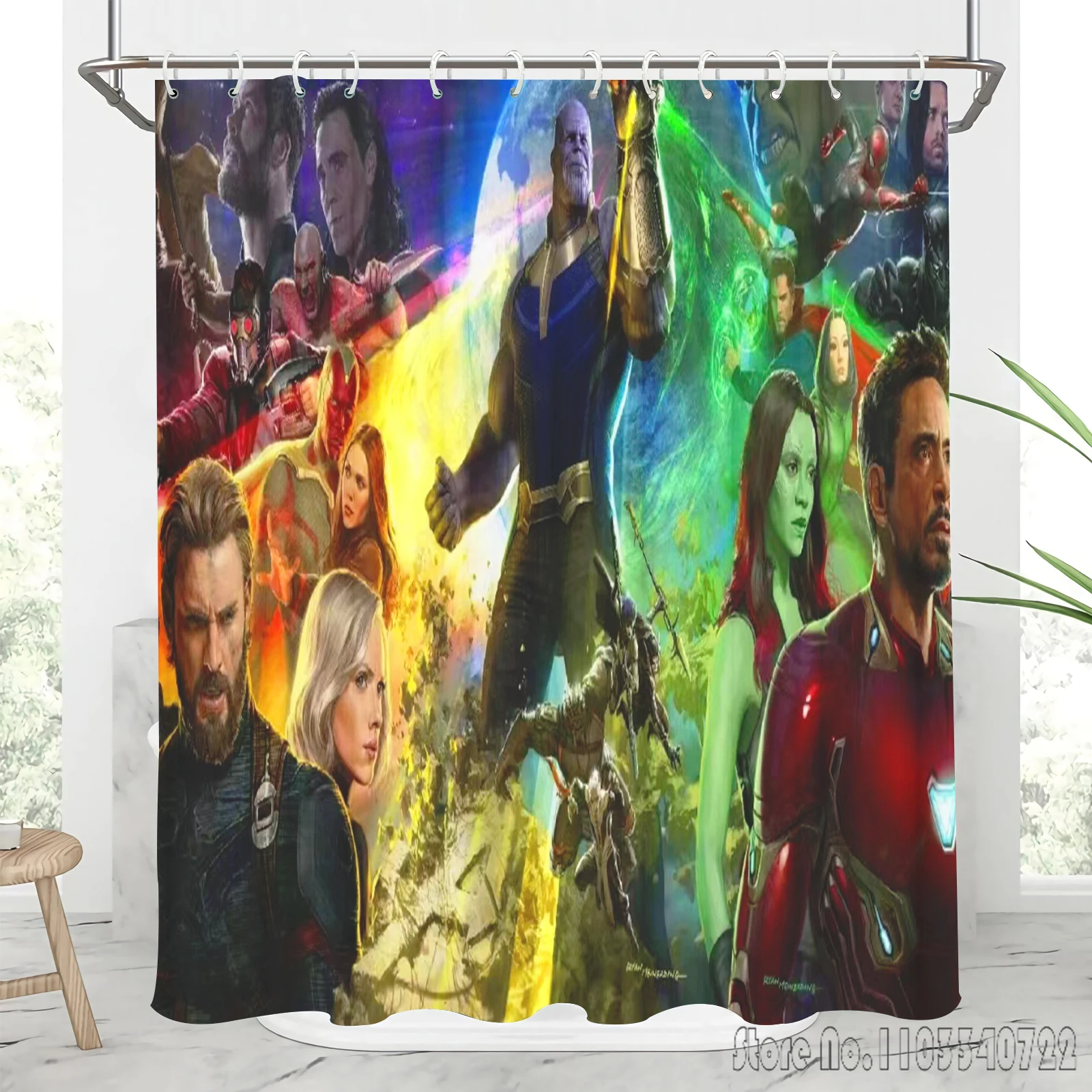 The Avengers Cartoon Disney Super Hero Shower Curtain 1pcs Waterproof Bath Screen Curtains with Hooks for Bathroom Decor