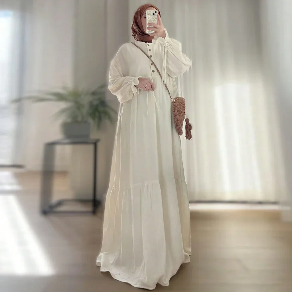 Full Sleeve Modesty Long Dress Women Elegant Evening Dress Muslim Maxi Dresses Dubai Turkey Kaftans Women's Clothing