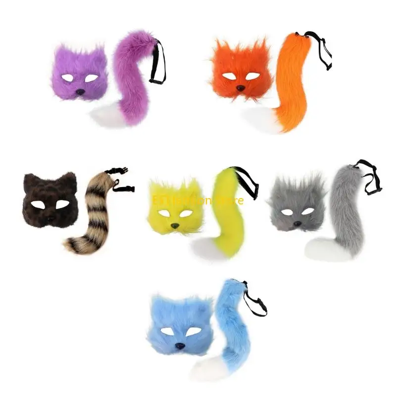 

Y5GC 2PCS FOXES Костюмированные аксессуары с кошками наполовину маска лиса