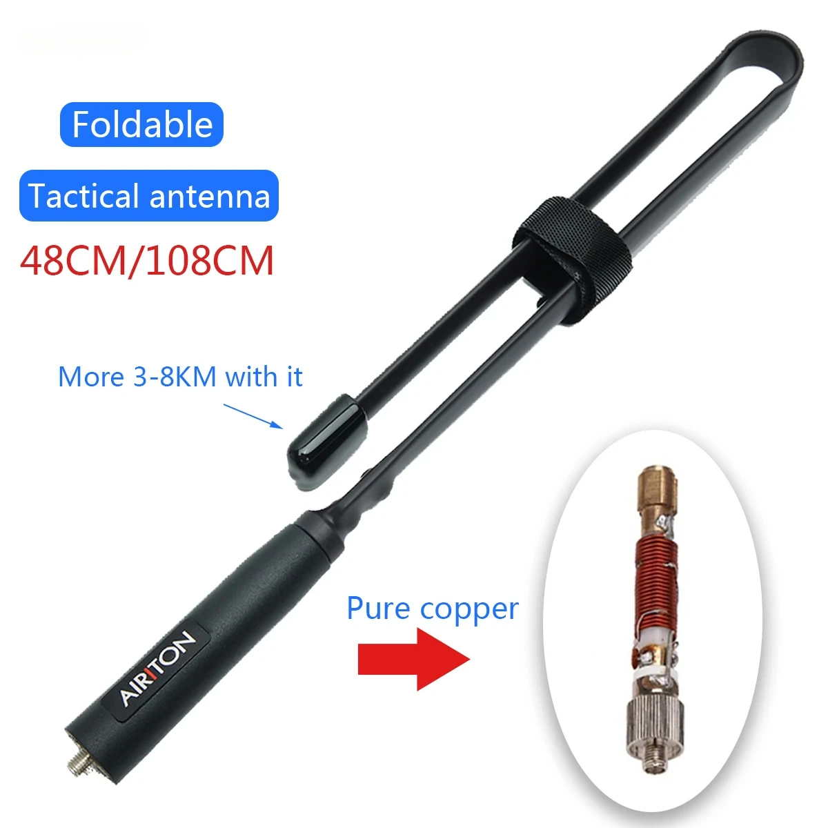 AIRITON Two Way Radios SMA-Female Dual Band VHF UHF 144/430Mhz Foldable Tactical Antenna for Baofeng UV-5R UV-82 BF-888S