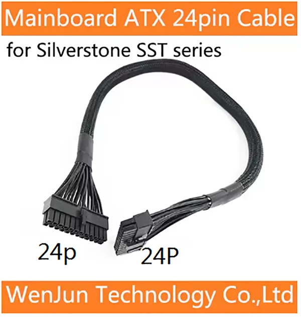 60cm Sleeved PSU 24pin to ATX 24pin mainboard motherboard  Power Supply Cable for Silverstone SST series SST-ST55F-G    SST-ST65