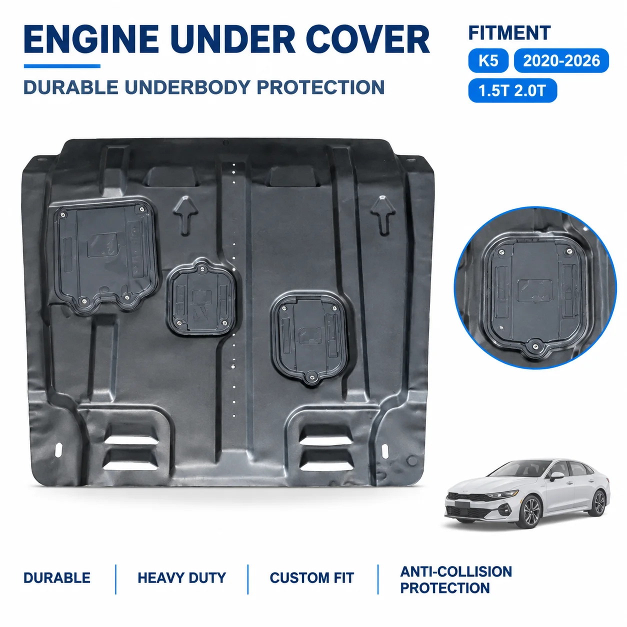 For Kia K5 2020-2026 1.5T 2.0T Custom Fit Engine Skid Plate Anti Collision Design Daily Driving Heavy Duty Secure Fitment