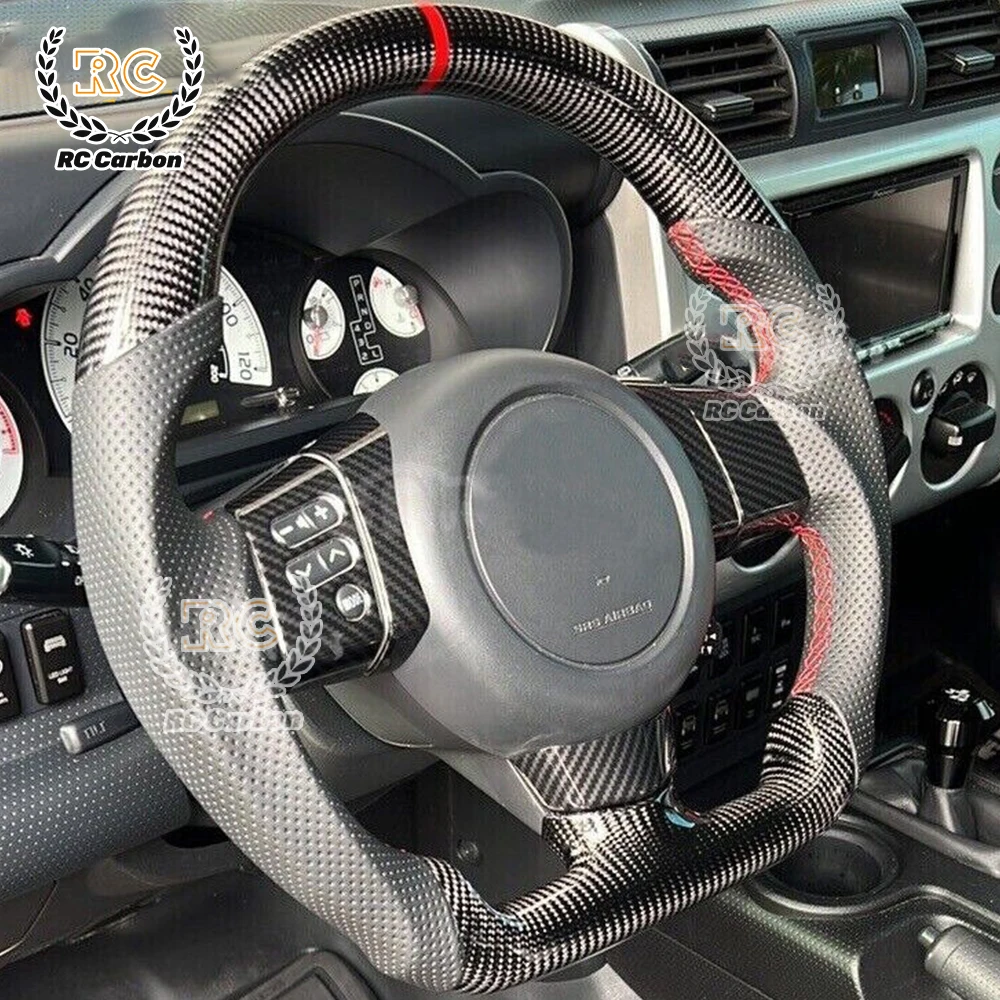 Real Carbon Fiber Lenkrad Für Toyota FJ Cruiser 2007 2009 2010 2011 2013 2016 2017 2018 2019 2020 Auto Zubehör rot