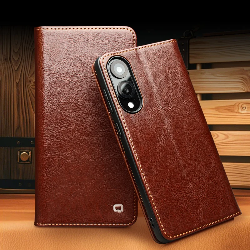

Qialino Premium Genuine Cowhide Leather Flip Phone Case For Samsung Galaxy S25 Edge S25Edge Busines Retro Card Slot Wallet Cover