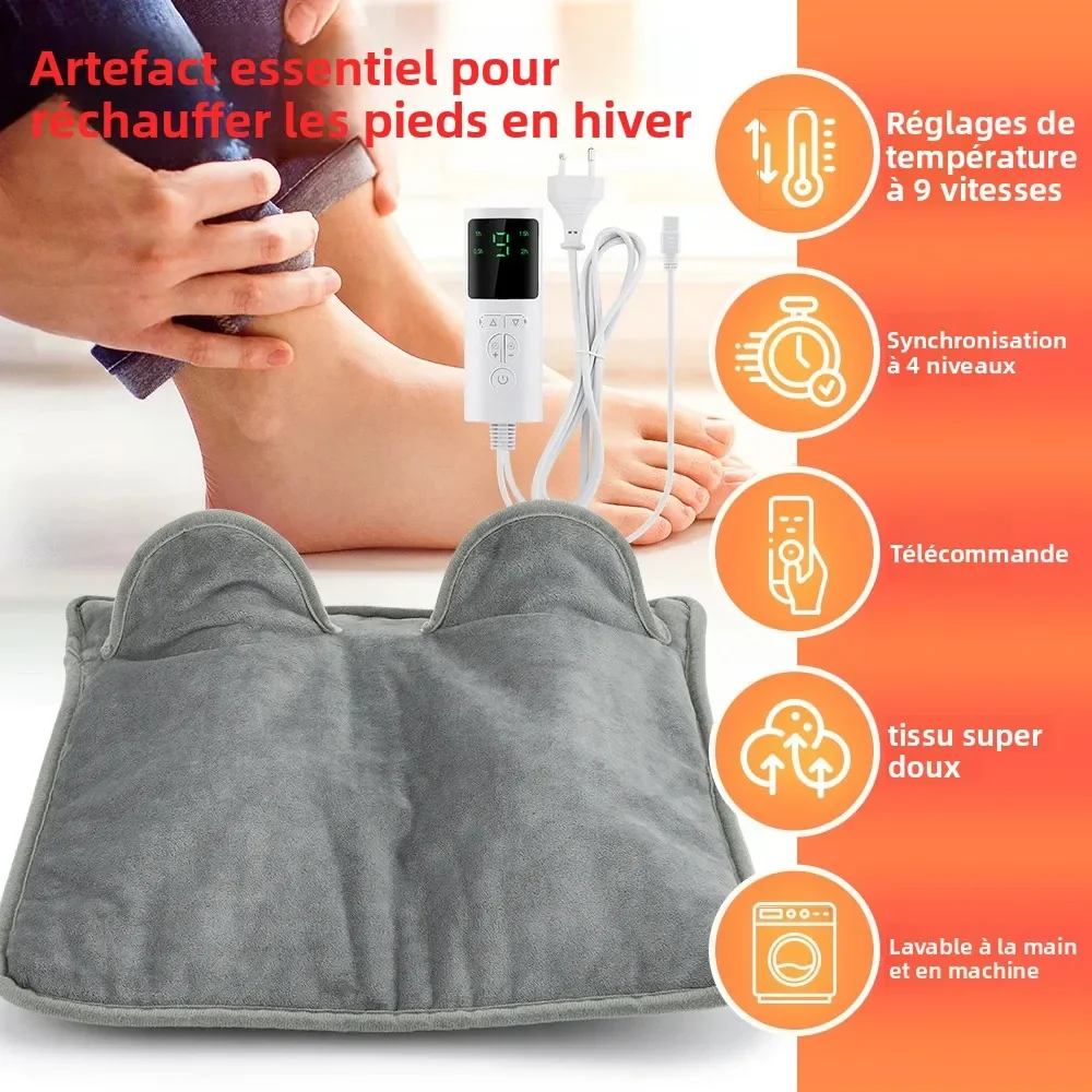 

Electric Heating Blanket Foot Warming Mat Heating Foot Pad Washable Feet Warmer Household Soft Plush Thermal Home Office Bedroom