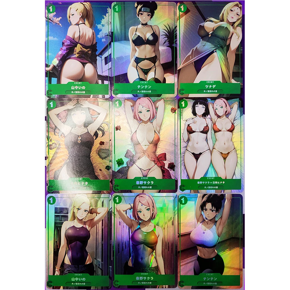 9PC/Set Anime Naruto DIY ACG Tenten Haruno Sakura Tsunade Yamanaka Boy Games Toys Collectible Cards Birthday Gifts Board Games