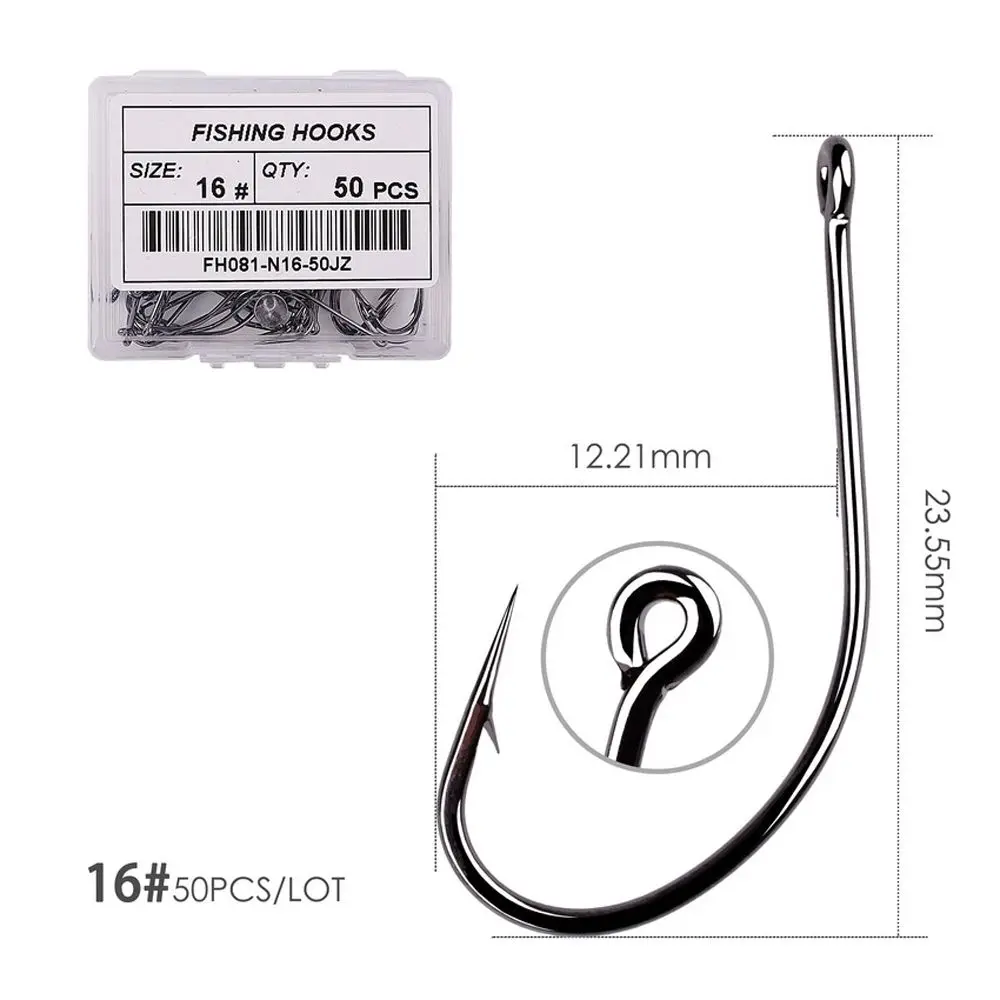

Carbon Steel Black Nickle Fishing Tackle Off-set Fishing Hook Big Long Shank Barbed Fishing Hooks Flattened Sharped Fishhooks