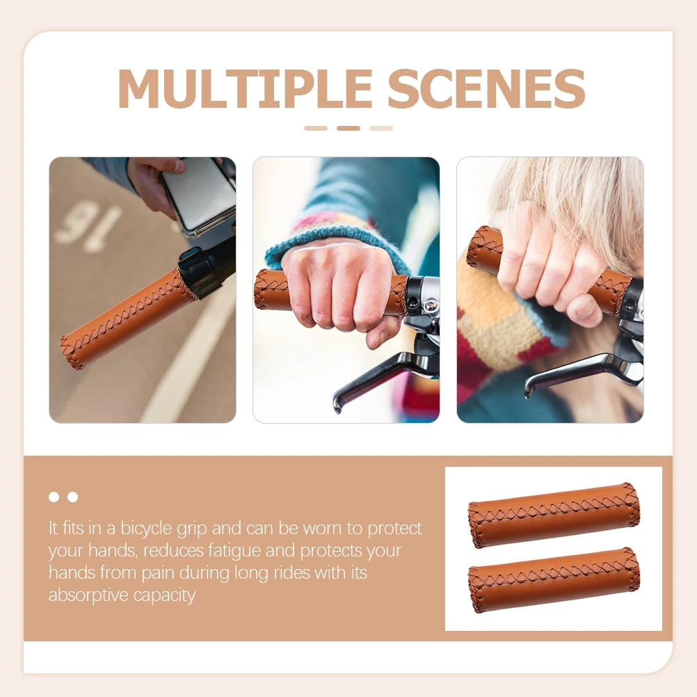

2pcs 1 Pair Pu Sponge Bike Handlebar Grips Light Brown Ergonomic Shock Absorbing For Mountain Bike Cycling Long Ride