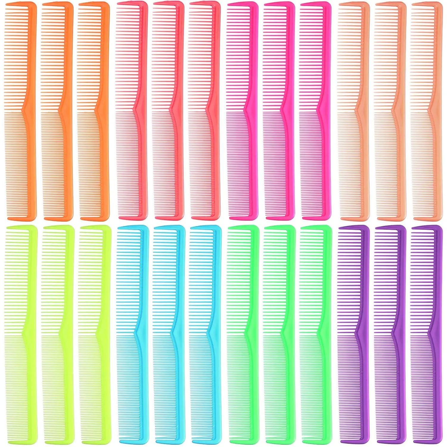 24-Piece Professional Hair Cutting Combs Set, Carbon Fiber Wide & Fine Teeth for Men & Women (8 Bright Colors)