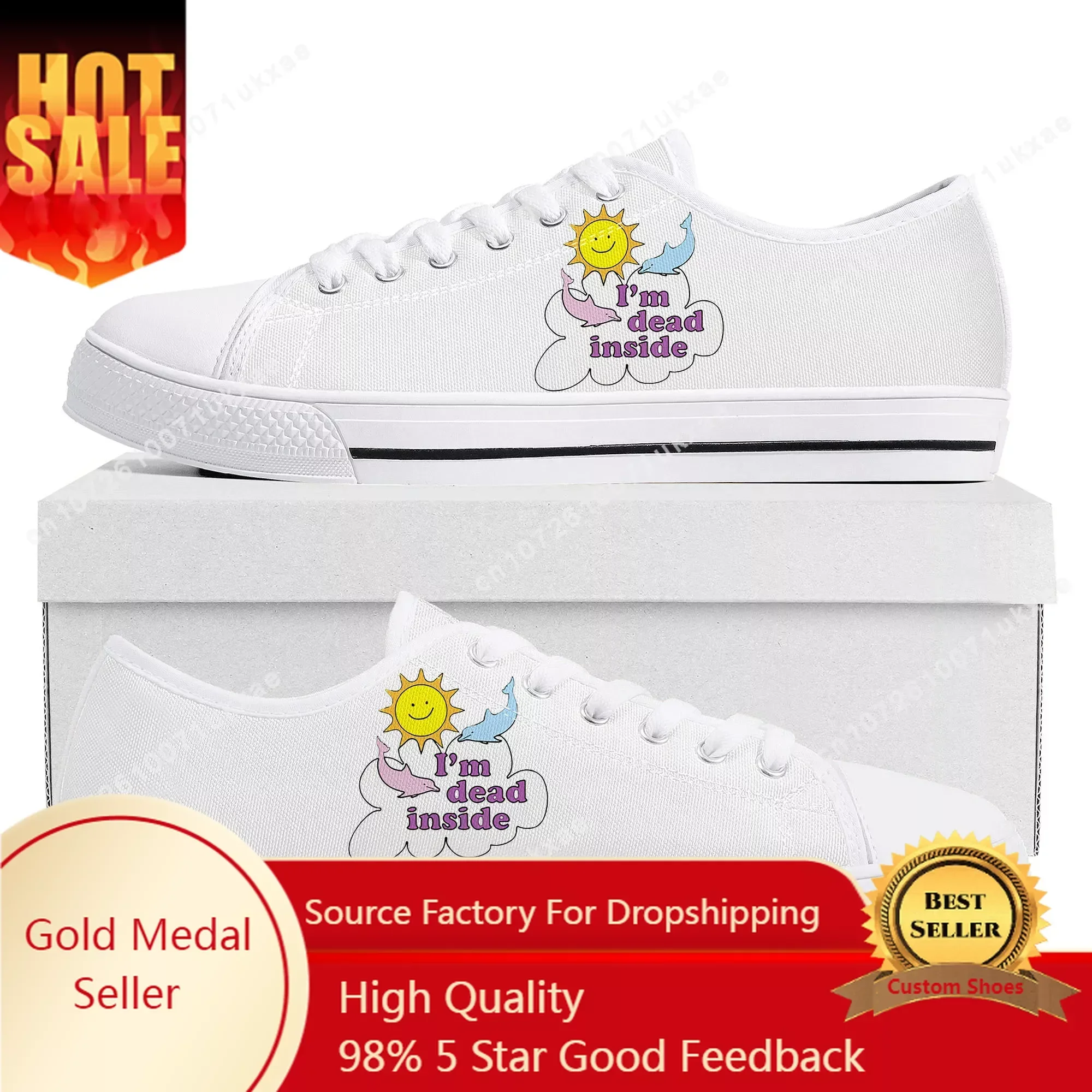 

Dolphin IM Dead Inside Sunshine Low Top Sneakers Mens Womens Teenager Canvas Sneaker Casual Custom Made Shoes Customize Shoe