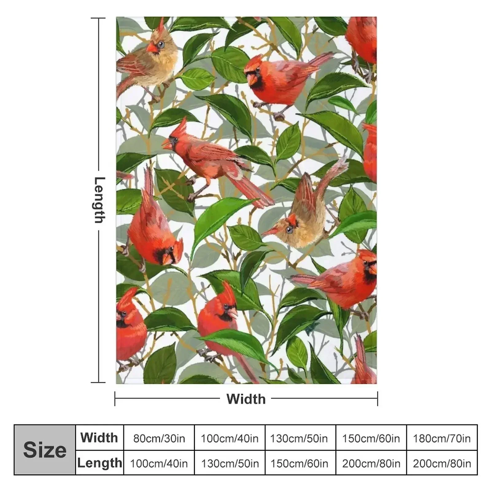 Summer Cardinals | White Throw Blanket Decorative Beds Flannels Picnic Beautifuls Soft Plush Plaid for sofa Blankets