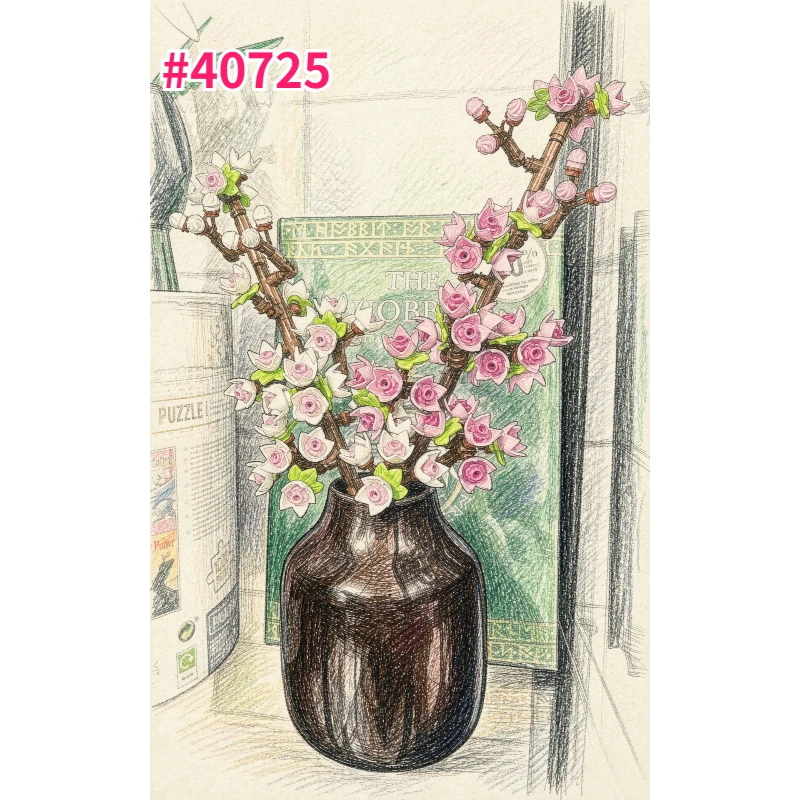 Cadeau de Fête des Fleurs de Cerisier, Fleurs à Construire pour Créatifs, Fleurs de Cerisier Blanches et Roses, Cadeau Floral pour Adultes