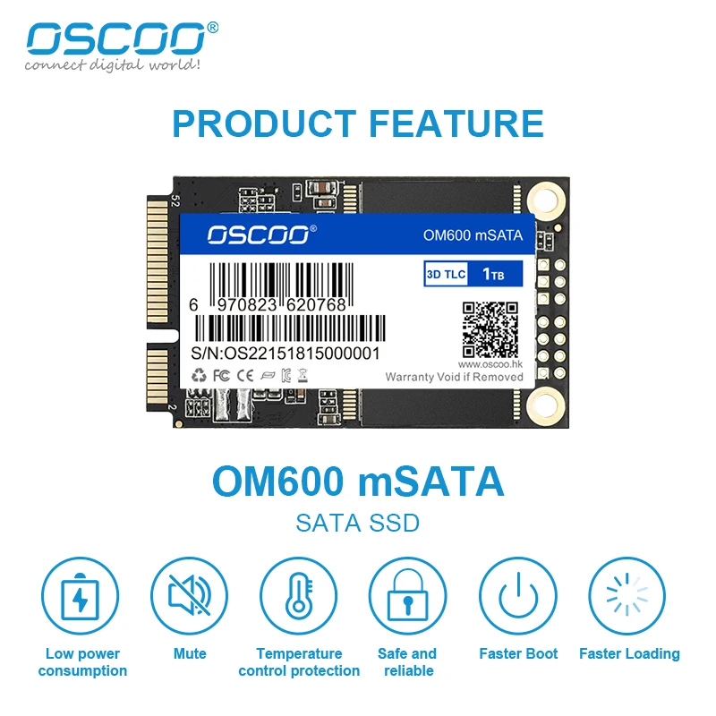 OSCOO mSATA SSD 128GB 256GB 512GB mSATA SATAIII SSD Disco rigido Disco a stato solido per laptop/Accessori per computer desktop