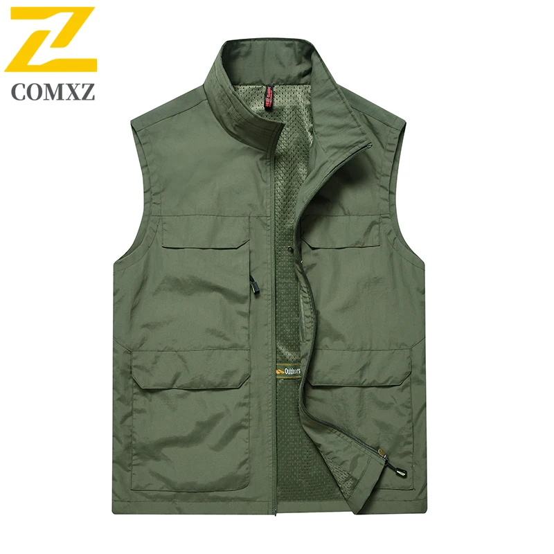 

Summer Men's Casual Vest Trend Versatile Lightweight Breathable Workwear Sleeveless Jacket Multiple Pockets Fishing Hiking Vest