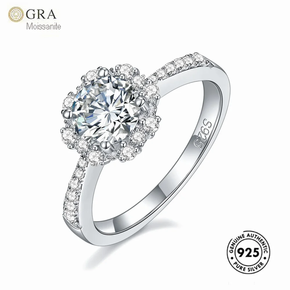 

Latest Wedding Ring Designs GRA Mossanite Diamond 1.0ct 2.0ct Round Stone Solid 925 Sterling Silver Women Jewelry