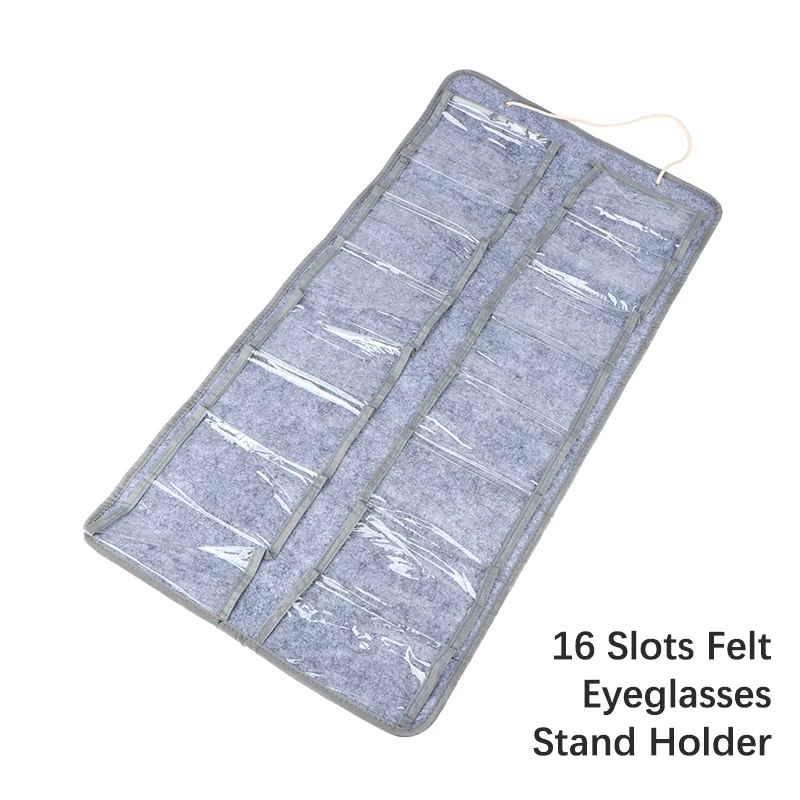 Wall-Mounted Glasses Organizer, 16 Felt Pockets to Store & Display Eyewear Storage Solution,, Saves Space & Prevents Scratches