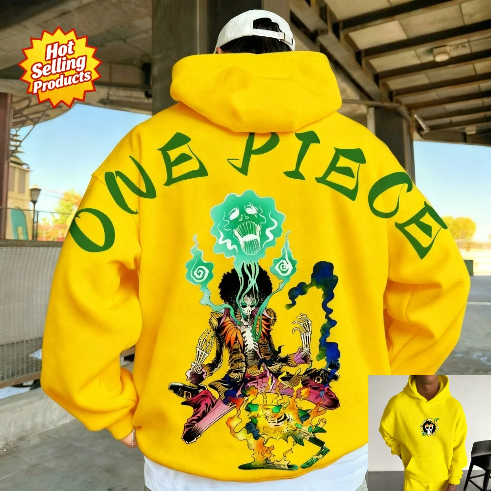 One Piece Hoodie Brook Soul King Anime Sweatshirt Men Women Cotton Oversized Loose Fit Comfort Streetwear Unisex Autumn Winter​