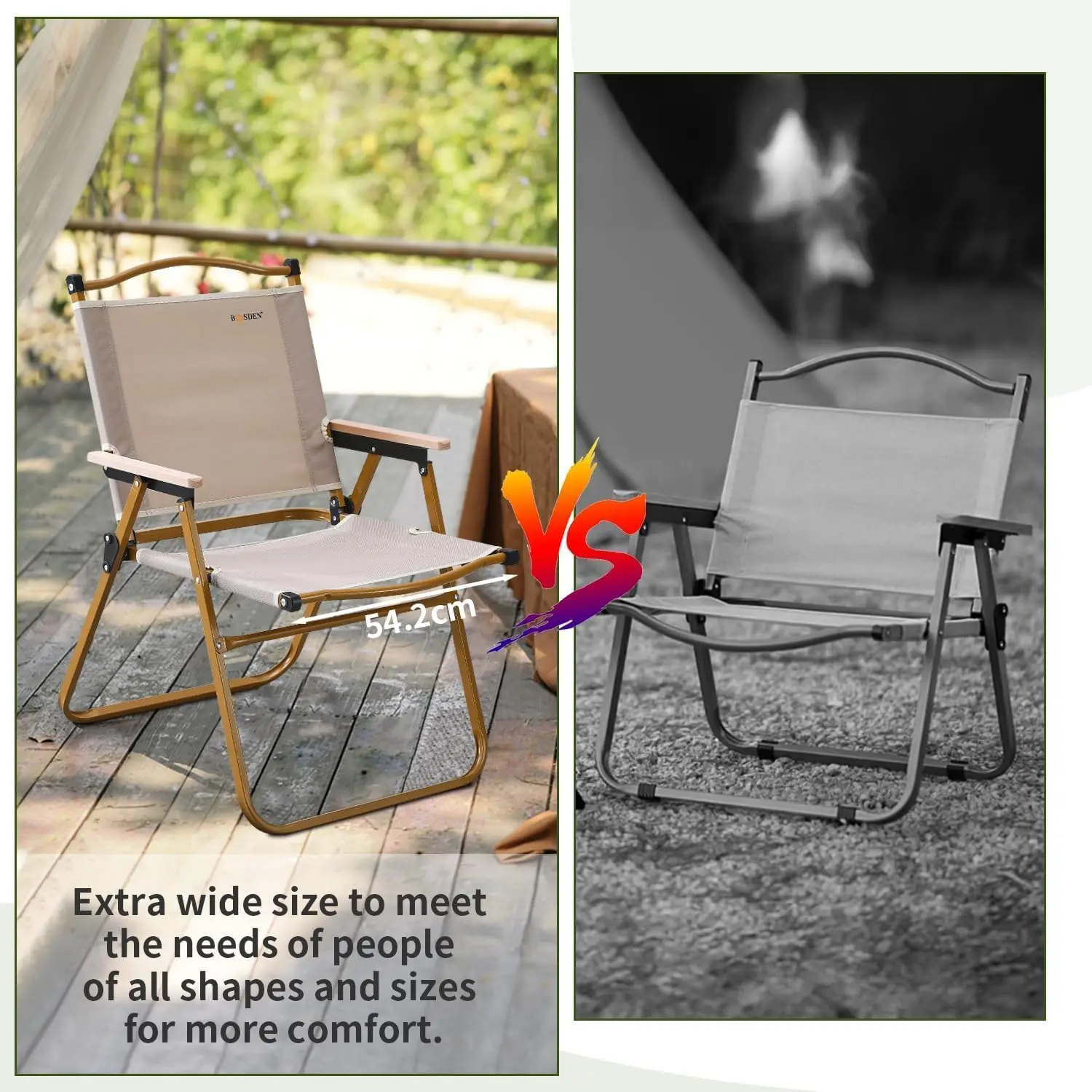 Tragbarer, zusammenklappbarer Campingstuhl, ultraleichter Strandstuhl mit Holzgriff, 330 Pfund Unterstützung, für Picknick, Reisen, Wandern, Angeln