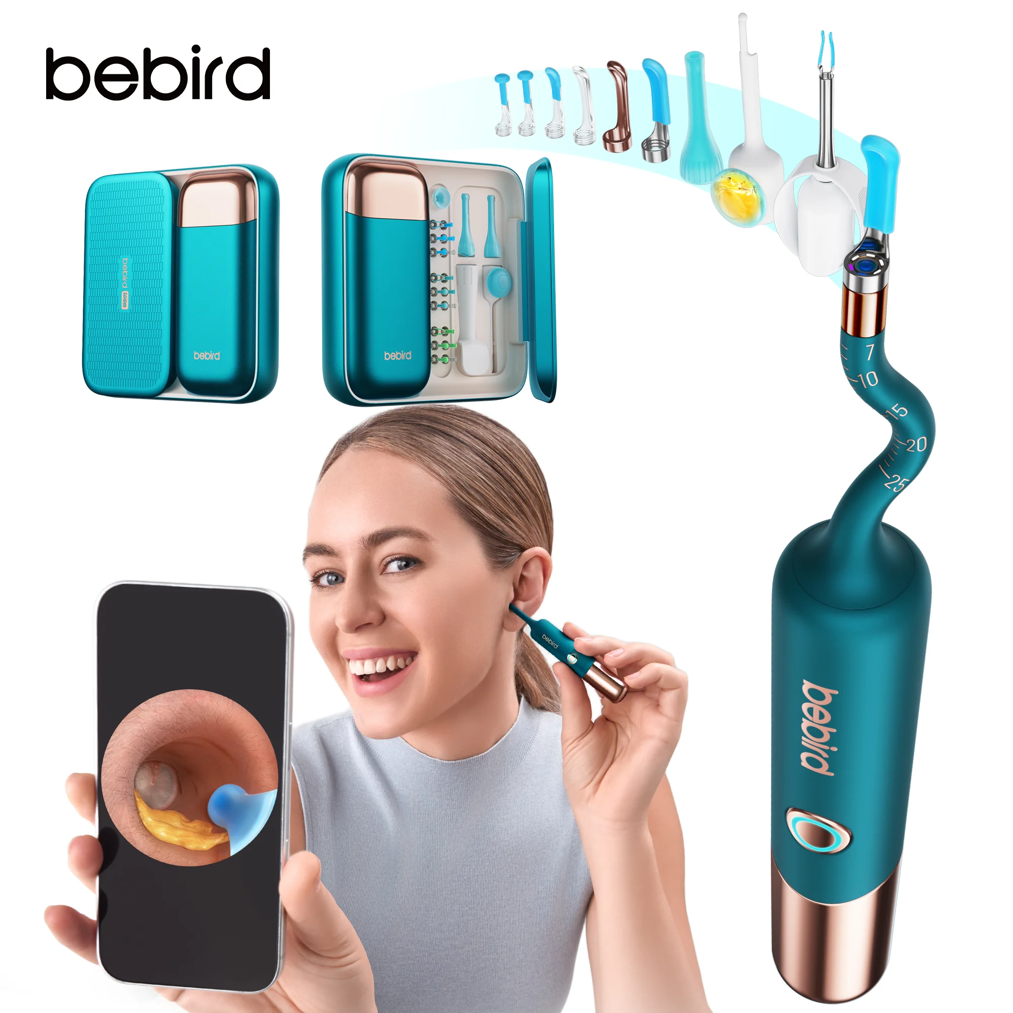 Visual Ear Health Care Set Ear Wax Removal Tool Kit WiFi Connection ENT Home Use Earsight Ultra Endoscopic Technology
