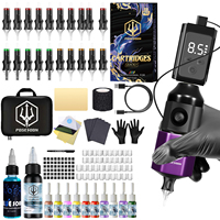 Tattoo Kit POSEIDON V5 Finger Controlled Tattoo Pen Kit For Permanent Makeup Tattoo Machine Kit Hot Lightweight Tattoo Gun Kit