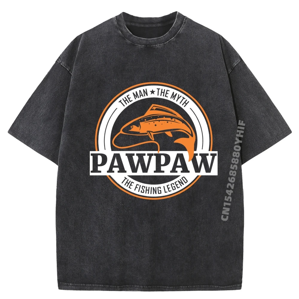 

Мужские топы The Man The Myth The Fishing Legend Pawpaw Мужская одежда Рубашки с рисунком Мужская винтажная стираная одежда