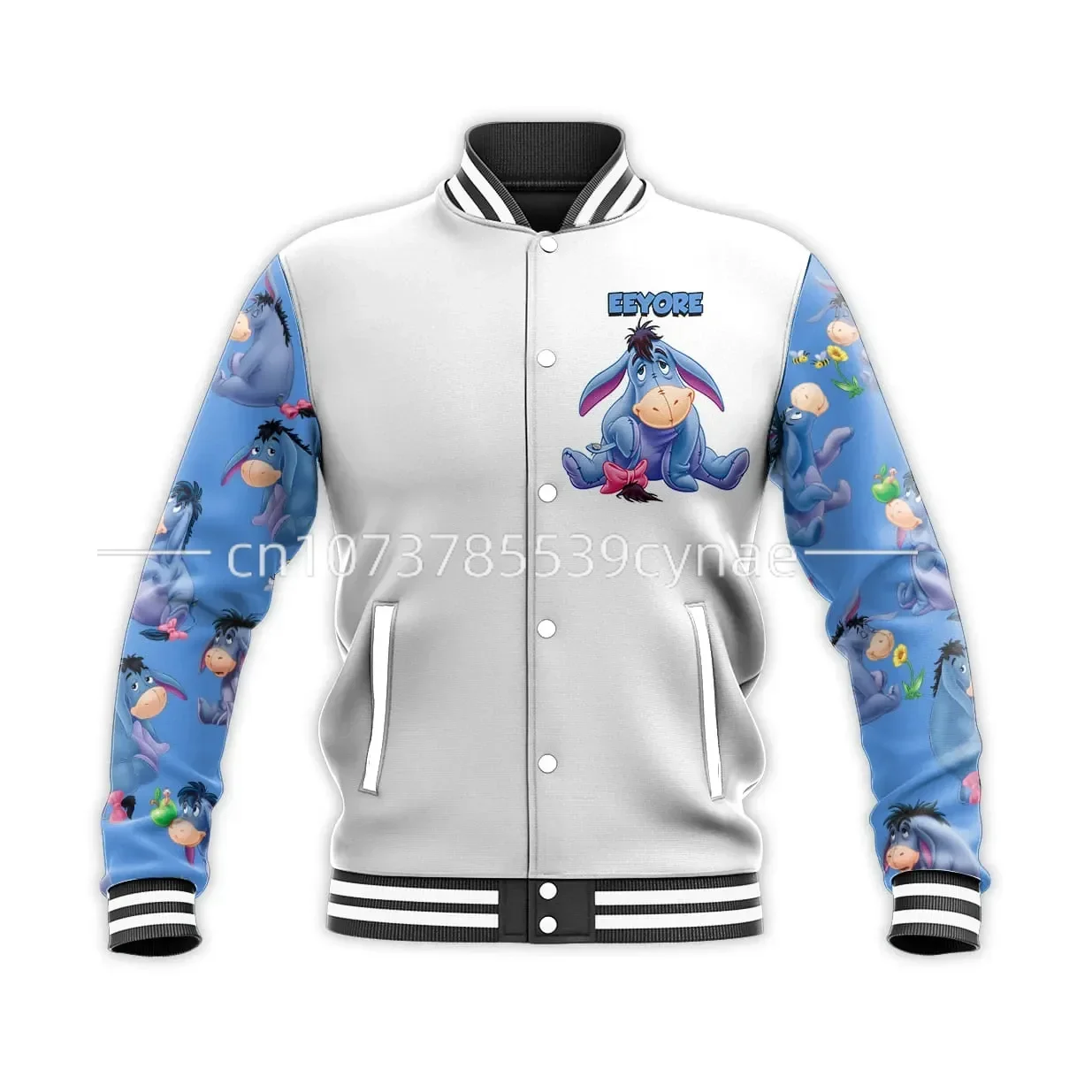 Spring and Autumn Disney Eeyore Baseball Jacket Casual Street Oversize Men's and Women's Jacket Fashion Street Coat