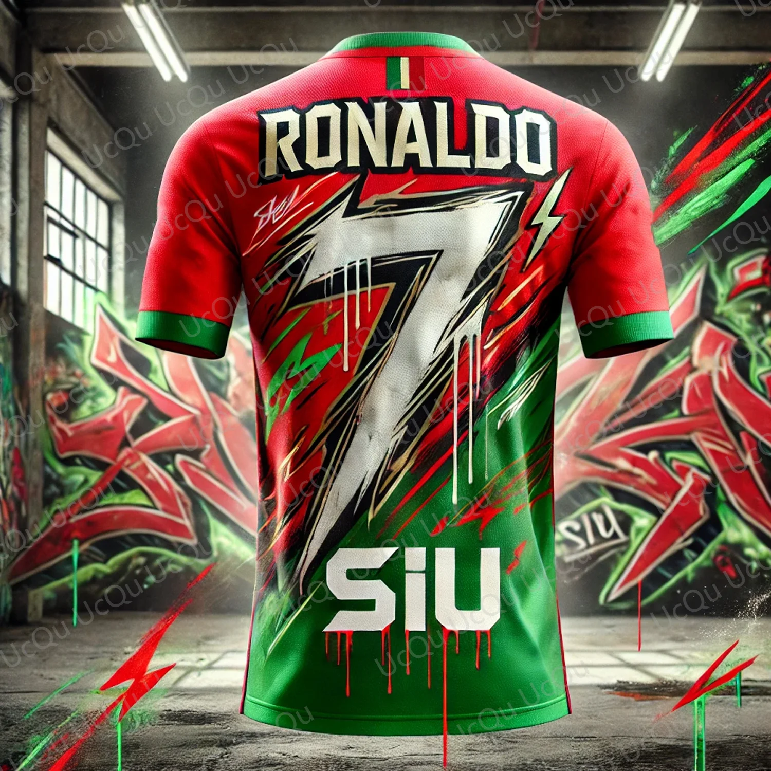 2025 New Arriavl Summer Siu The Street Graffiti Ronaldo 7 CHATGPT Design Football Jersey Oversized O-neck Soccer Tee