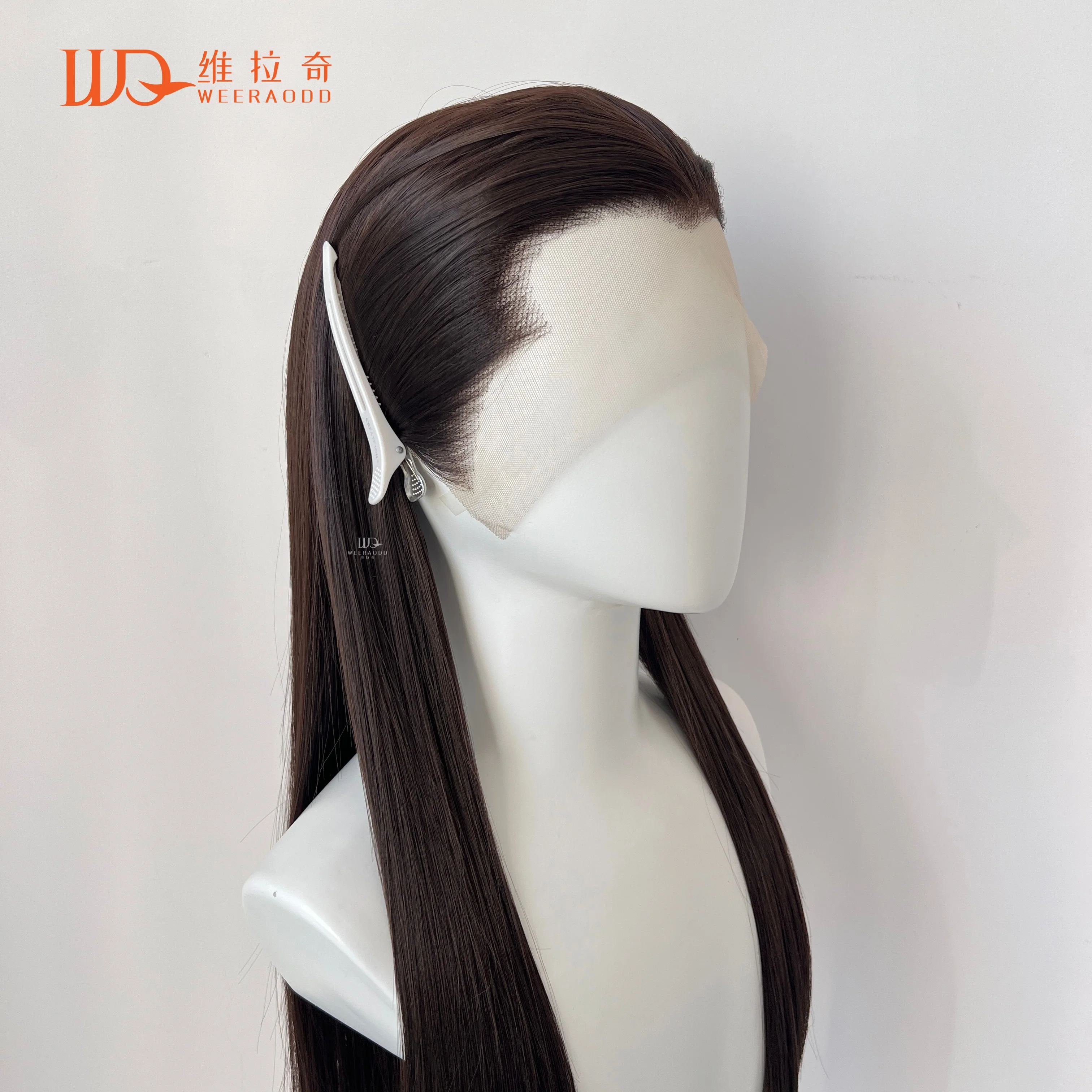 

Каштаново-коричневый парик Widows Peak 26 дюймов 13x4 Кружевной передний бесклеевой парик Ручная завязка волос Термостойкие синтетические волосы для косплея