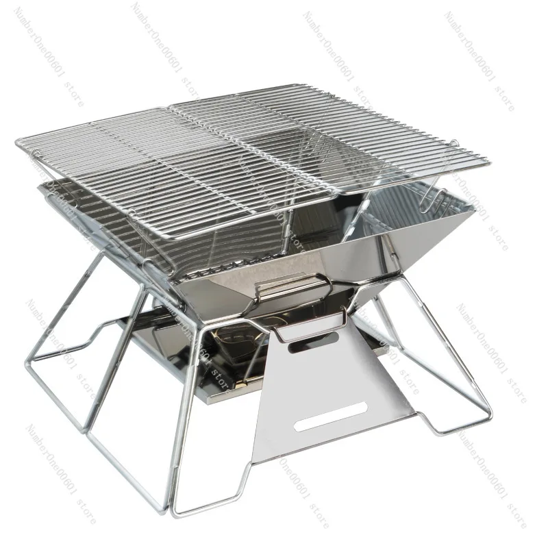 

Camping Folding Steel Barbecue Grill 2-3 Person Charcoal Grill Rack