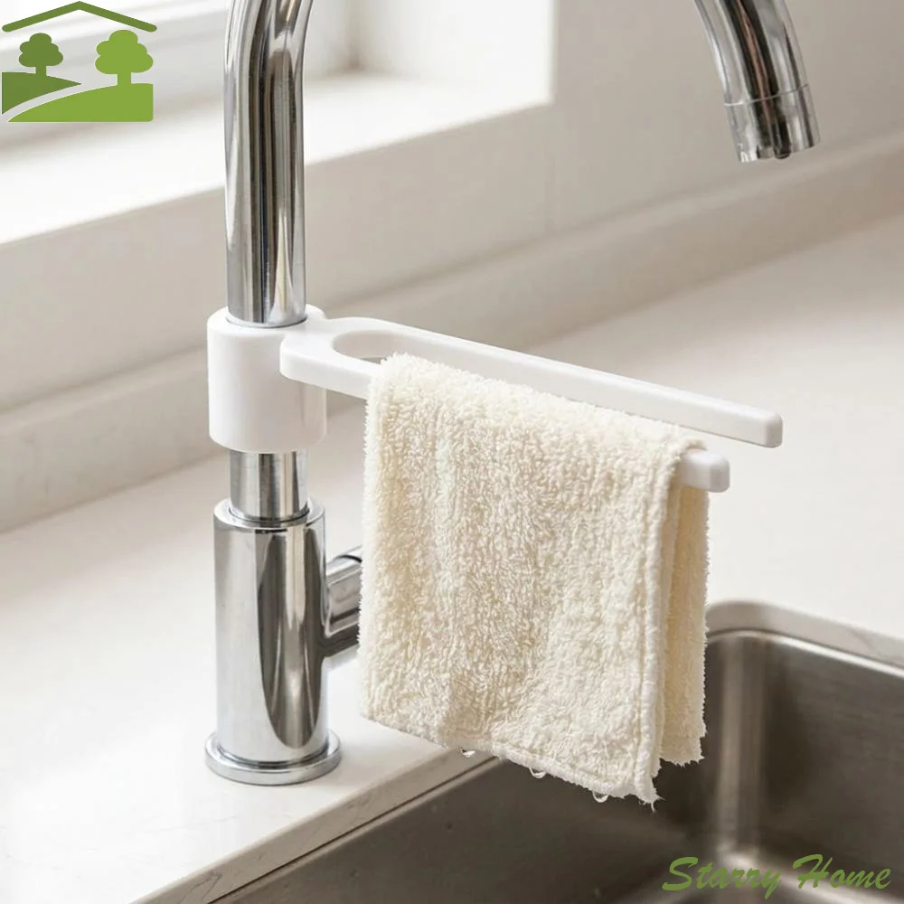 Adjustable Faucet Towel Rack No-Drill Long Arm Dishcloth Drying Holder Universal 3D Print Drying Organizer Home Kitchen