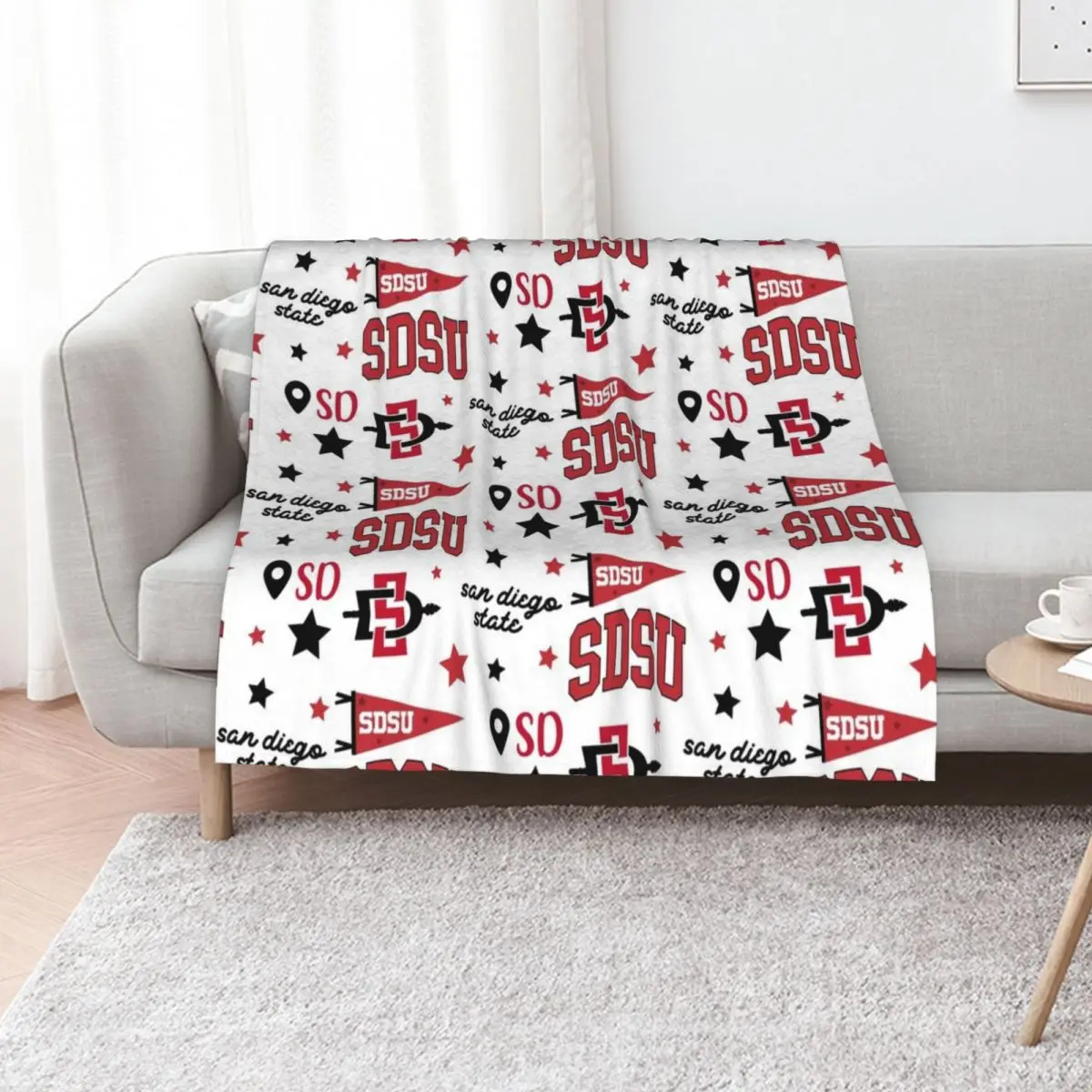 sdsu - san diego state sticker pack Throw Blanket Thin Furry valentine gift ideas Large Decorative Sofas Softest Blankets