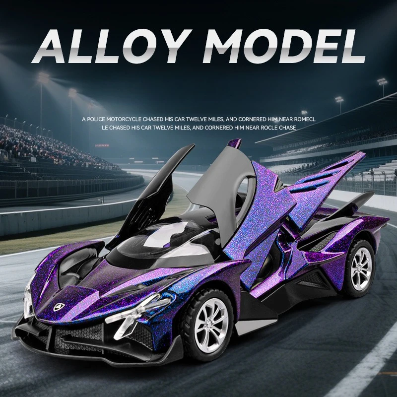 

1/36 Apollo EVO, модель автомобиля из сплава, откатный звук и свет, игрушечный автомобиль, подарок для мальчиков, литая под давлением миниатюрная коллекция Voiture, хобби