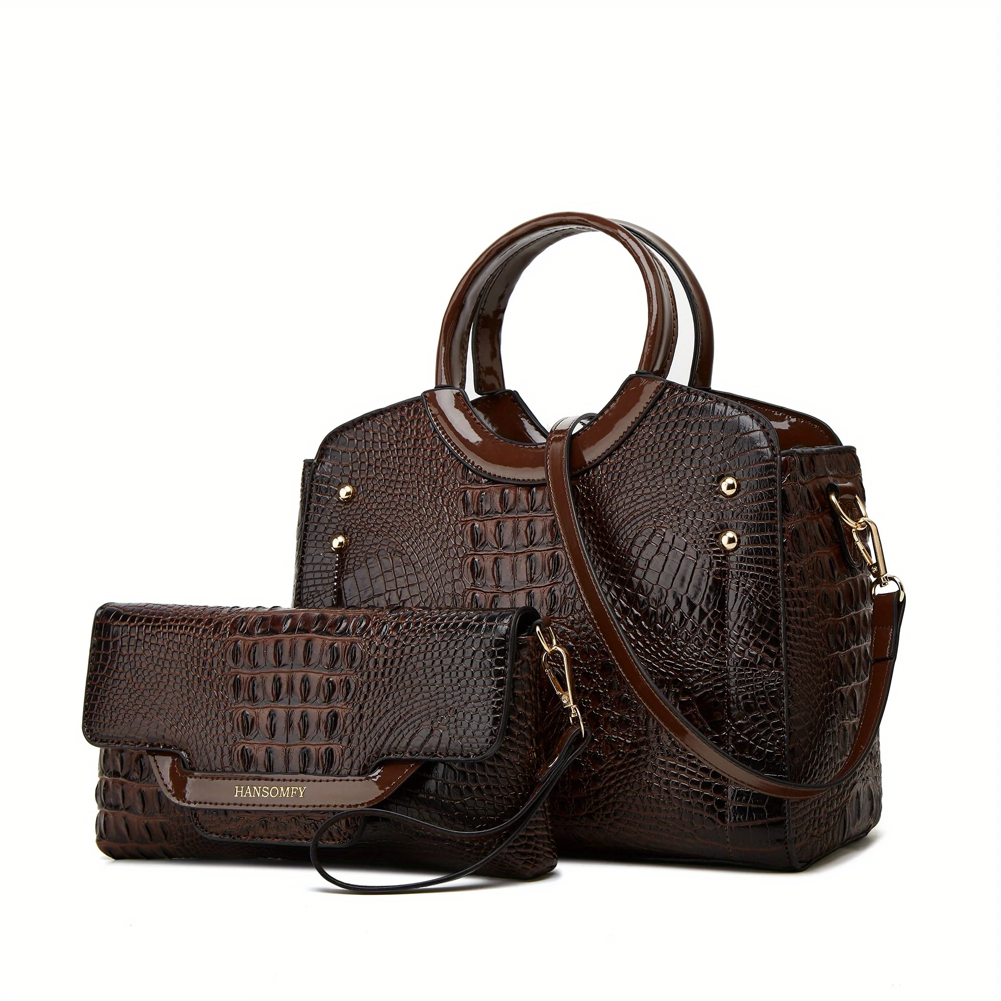 Two-piece alligator pattern purse 2024 new handbag upscale bag elegant lady bag fashion strappy shoulder bag messenger bag