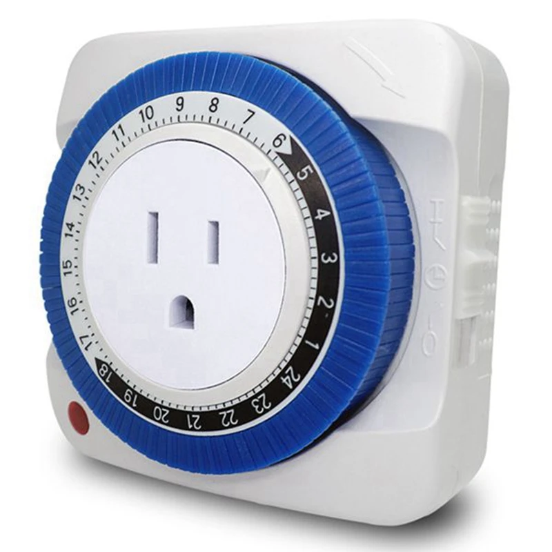 2X 24 Hour Timer Socket Mechanical Program Timer Switch Socket 125v Wall Outlet Protector Energy Saveing(US Plug)