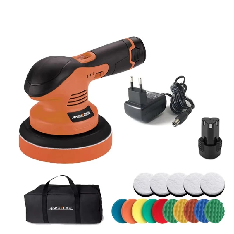 12V 8mm orbit cordless polisher, 6-inch pad 6-speed lithium battery buffer for portable auto polishing maintenance