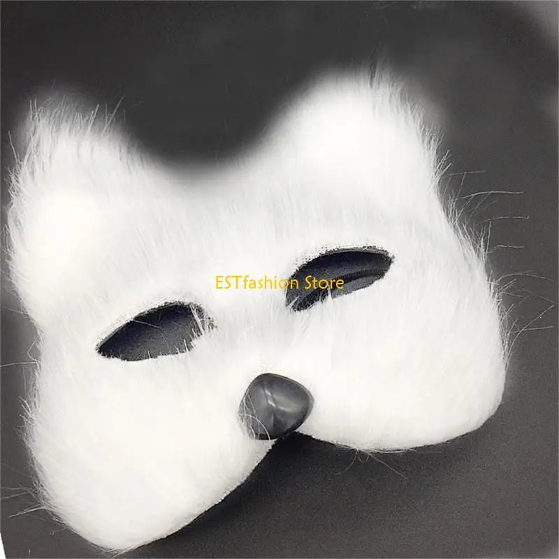 Y5GC śliczna maska ​​lisa pluszowa maska ​​na bal maskowy Halloween półmaska ​​kreatywna maska ​​zwierzęca rekwizyty na dla i