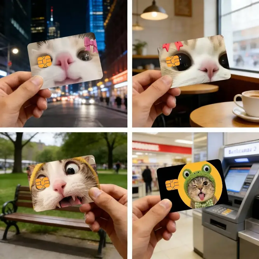 Cute Cat Meme Bank Card Sticker Film Skin Cover For Debit Credit Bank Cardultra-Thin And Fade-Resistant