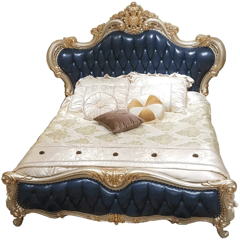 European style solid wood bed, master bedroom, 1.8 double bedroom, furniture, oak 2 meter queen bed, luxury wedding