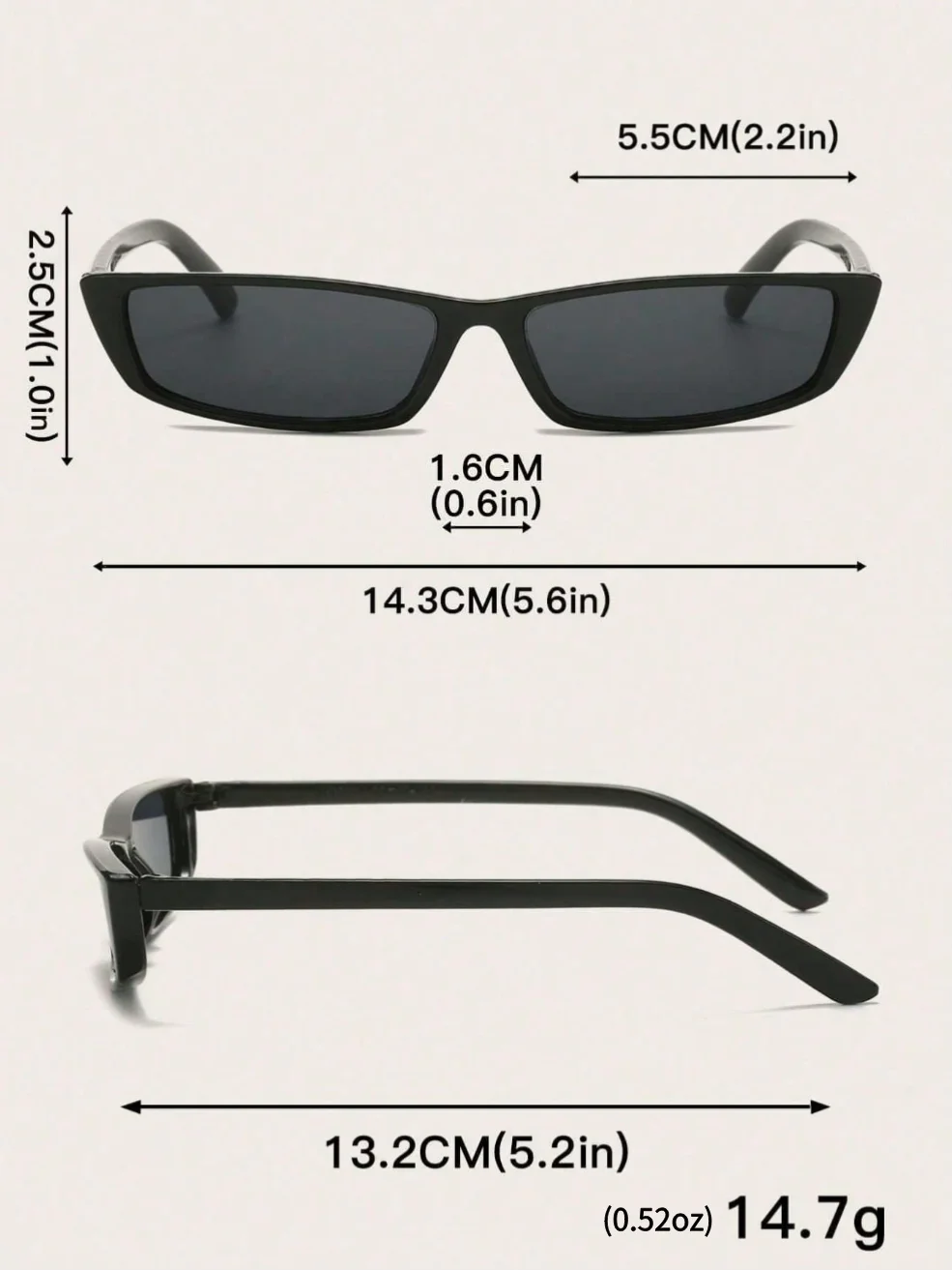 Unisex Minimalist Rectangular Sunglasses, Suitable for Street Style, Travel, Vacation, Driving, and Beach Use
