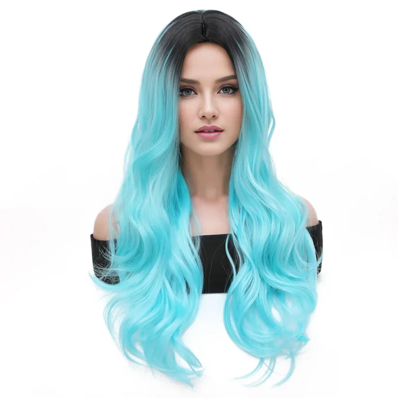 

European and American wig women's fashion is divided into big waves, realistic color mixing, multi-color full headgear