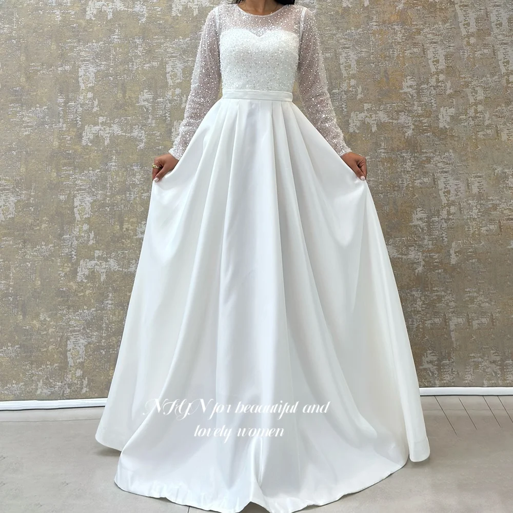 NFYN – robe de bal trapèze, col rond, manches longues, robe de princesse, robes de soirée pour femmes, personnalisée