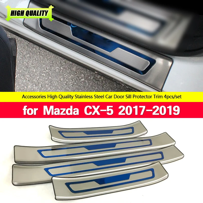 

Car Door Sill Trim Scuff Plate Welcome Pedal Protector Cover Stainless Steel Enterance Guard For Mazda CX-5 CX5 2017 2018 2019