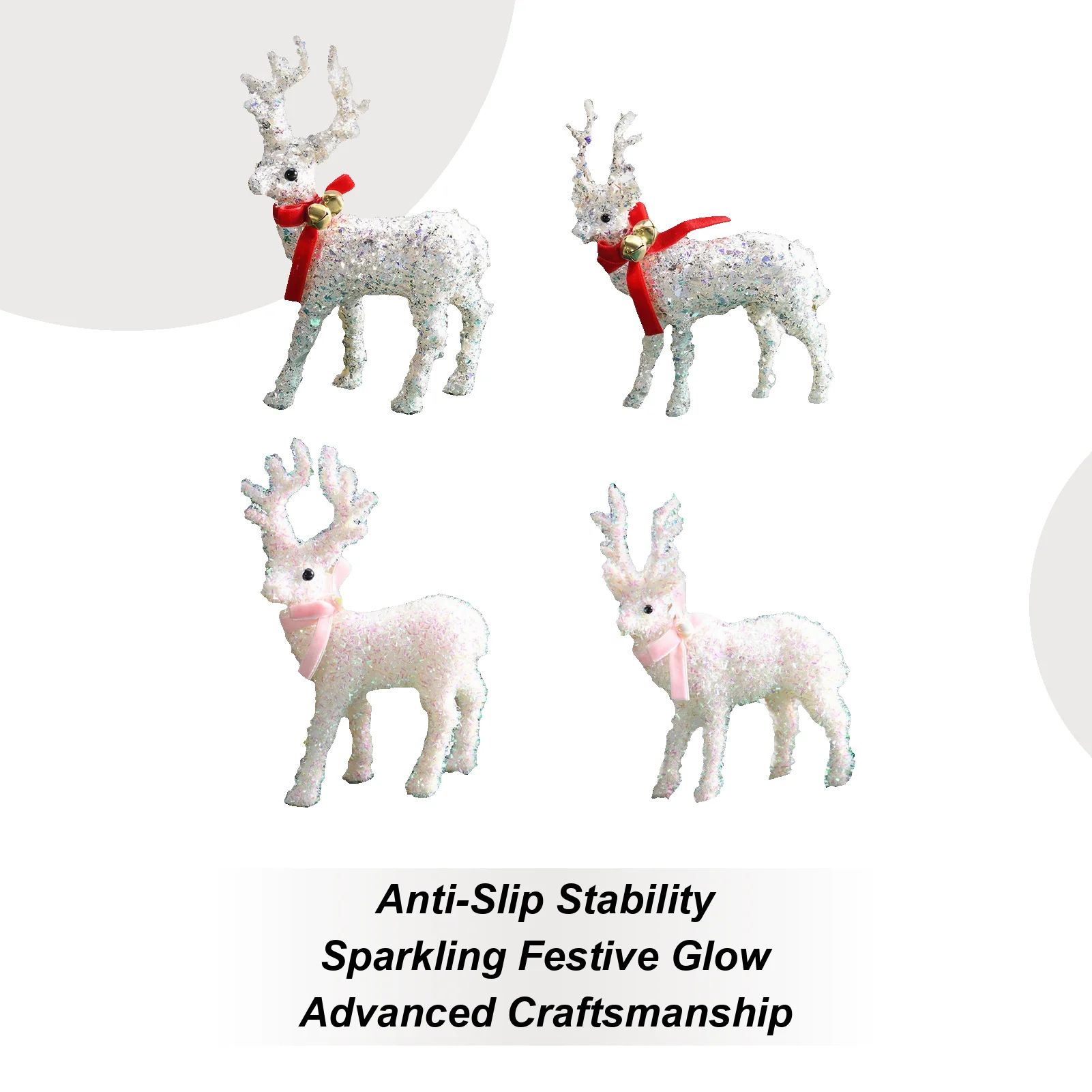 Christmas Deer Glittering Reindeer Sculpture Christmas Deer Decoration Indoor Wear Scarf for Winter Holiday Porch Yard Decor