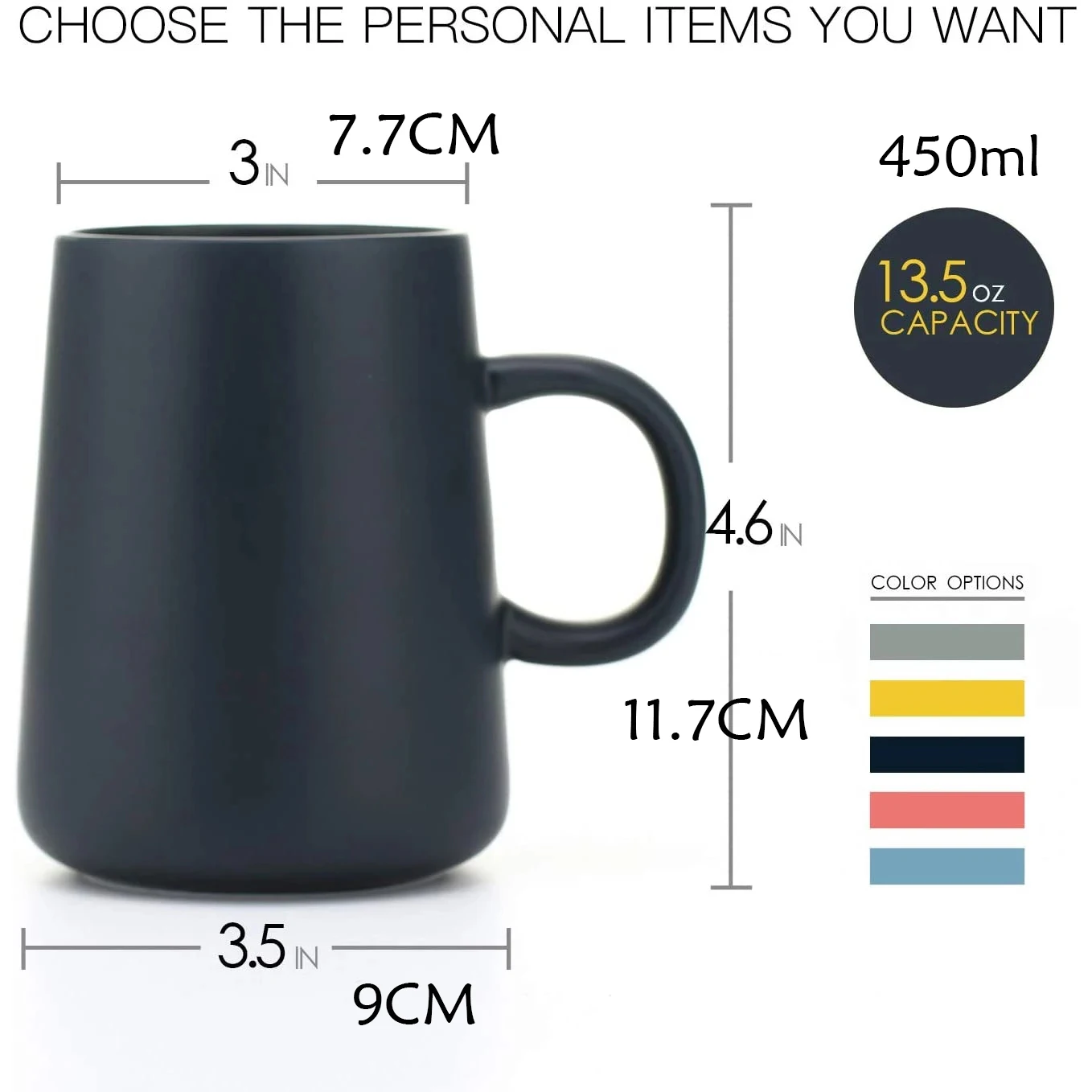 Ceramic Tea Cup Extra Large Mugs Coffee Cups Wide Ceramic Single color Frosted Big Coffee Mug Tea Cup With Spoon 450ML