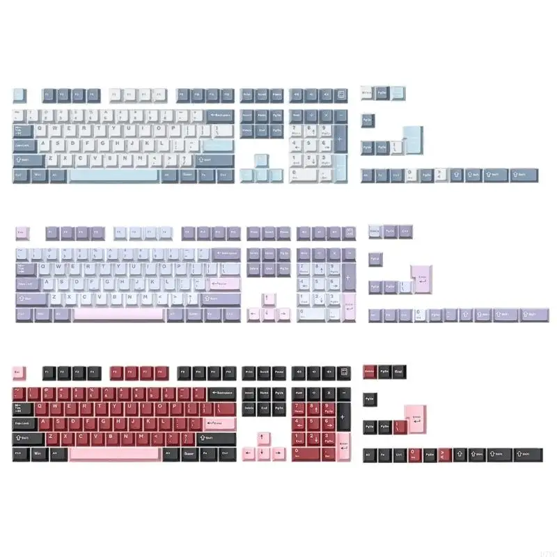 D7YC 126Keys PBT Keycap Set Double Shot Molded Macaron Color Keycaps for Mechanical Keyboard