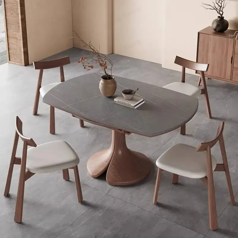 Oak Home Round Dining Tables Kitchen Extendable Furniture Design Nordic Wood Dining Tables Wood Marble High