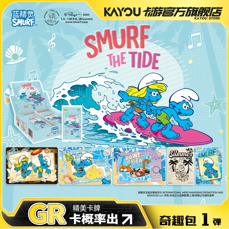 

Коллекционные карты KAYOU The Smurfs, официальная подлинная сказочная забавная упаковка, набор первых круглых периферийных карт, редкие игрушки-карты, карта GR