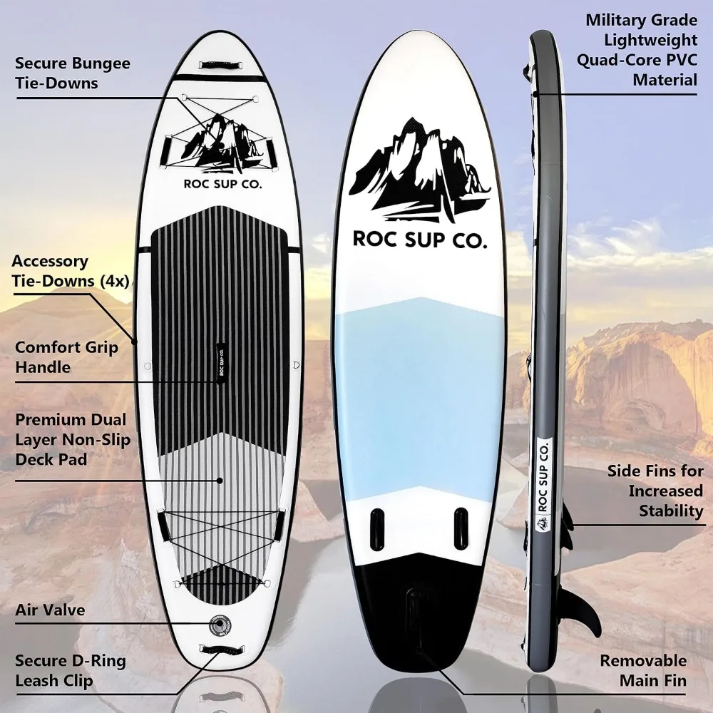 Tablas de Paddle inflables de 10 pies y 6 pulgadas con accesorios de tabla de Paddle SUP Premium, diseño estable ancho, antideslizante