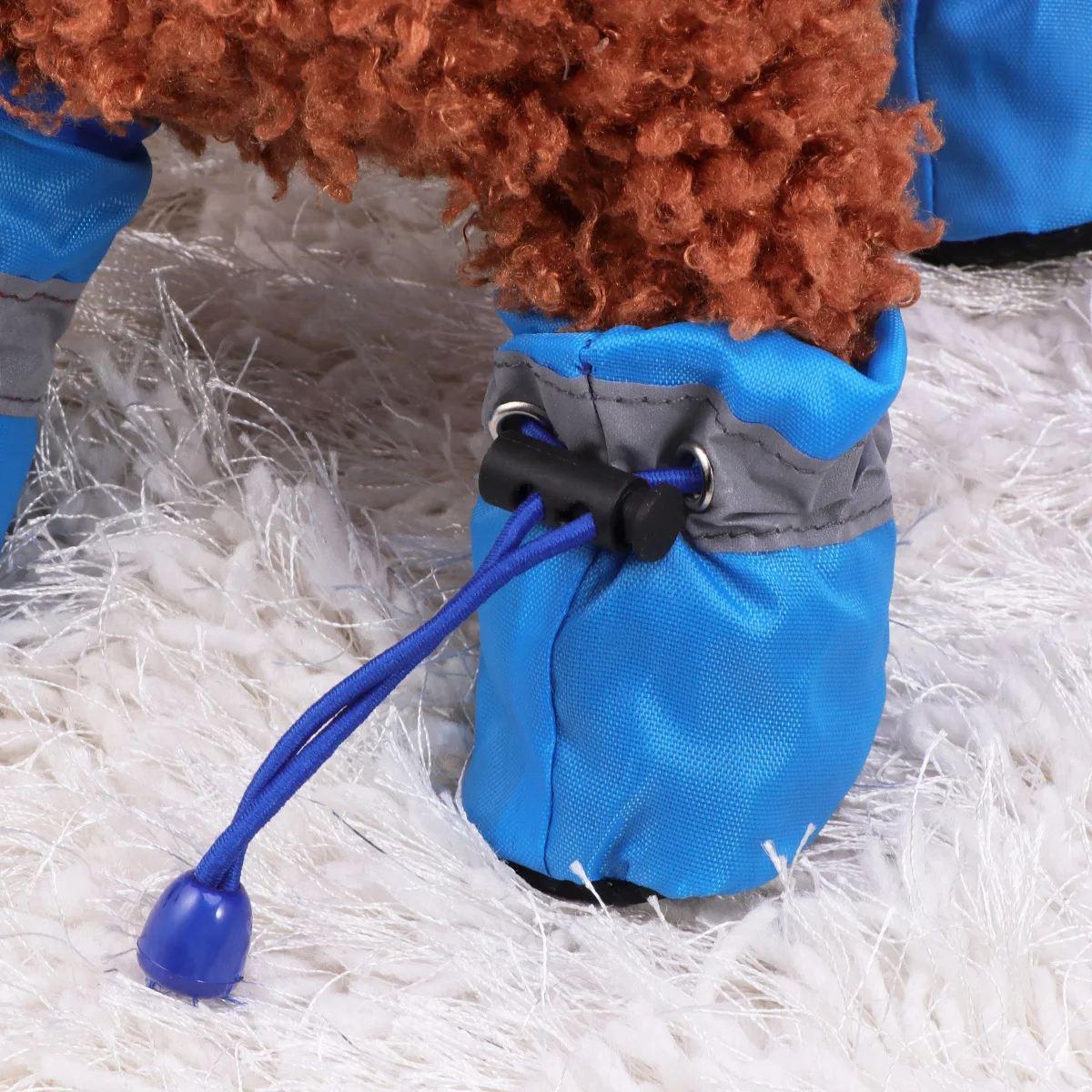 

4pcs Dog Shoes Soft Nylon Winter Blue Pet Footwear Anti slip Outdoor Socks Large Dogs Protect Paws Cold Snow Mud Ice Dog Boots