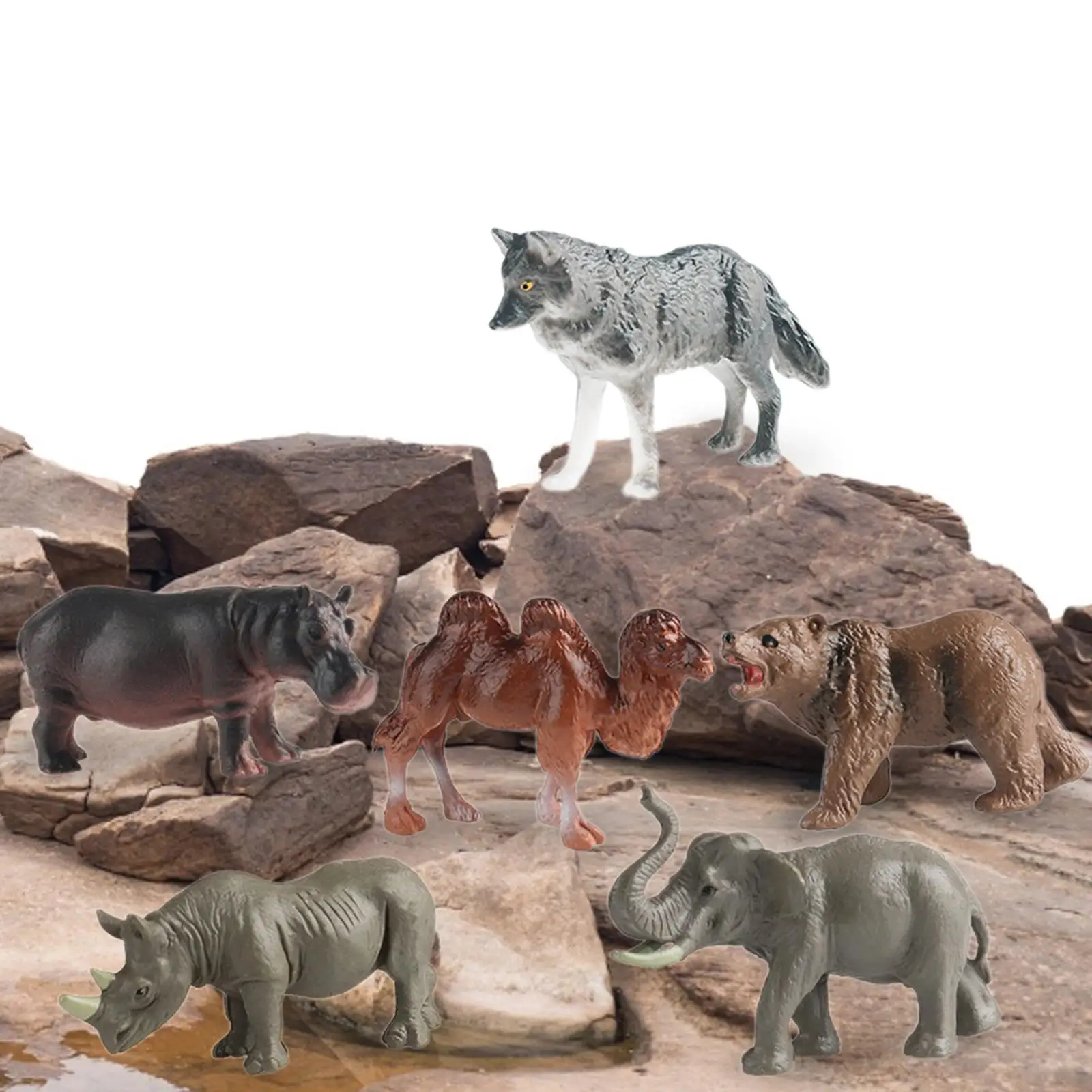 6x6 قطع الحيوانات تمثال كعكة توبر للأطفال الأطفال الحيوان Playset نمط أ